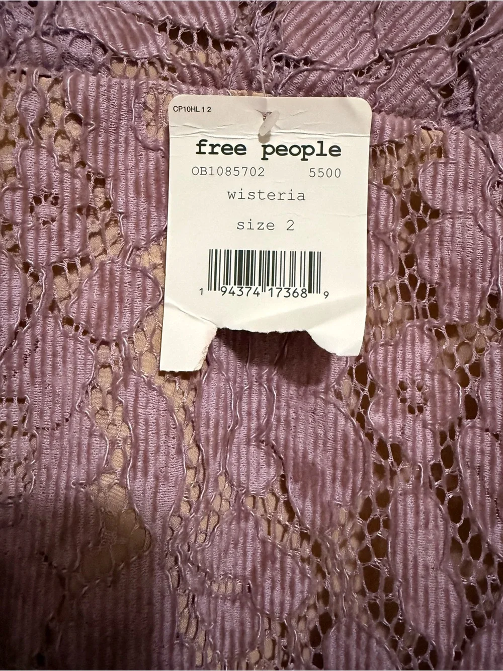 Free People Lavender V-Neck Lace Mini Dress
